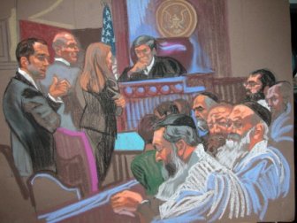 courtroom sketch Rabbis in court